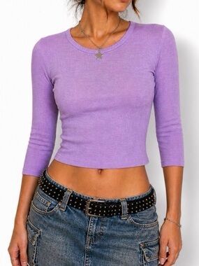 Vintage Hard Tail Lilac 3/4 Sleeve Top NWT Y2K Made in USA Small